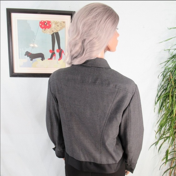 Calvin Klein Charcoal Gray Zip Crop Blazer - Picture 5 of 7